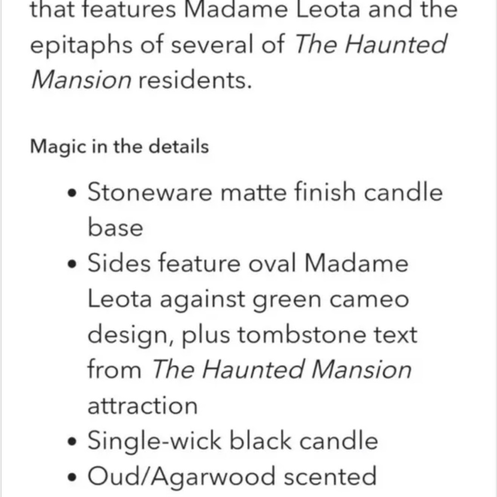 Disney The Haunted Mansion Madame Leota Scented Candle with Lid 10 oz NWT! - Picture 4 of 5